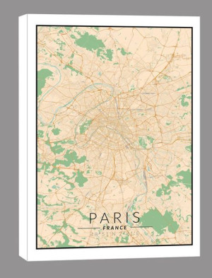 Paris mapa kolorowa - obraz na płótnie 50x70 cm