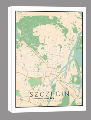 Szczecin mapa kolorowa - obraz na płótnie 20x30 cm