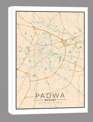 Padwa, Włochy mapa kolorowa - obraz na płótnie 70x100 cm