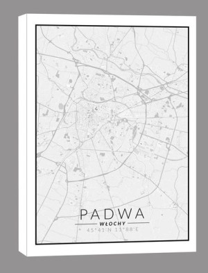 Padwa, Włochy mapa czarno biała - obraz na płótnie 70x100 cm