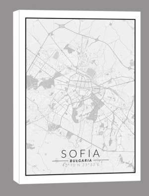 Sofia, Bułgaria mapa czarno biała - obraz na płótnie 30x40 cm