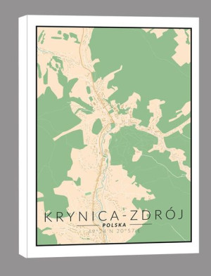 Krynica Zdrój mapa kolorowa - obraz na płótnie 20x30 cm