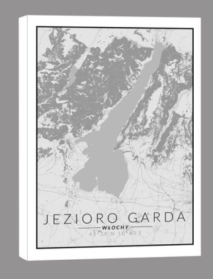 Jezioro Garda, Włochy mapa czarno biała - obraz na płótnie 30x40 cm