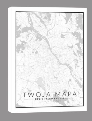 Mapa Twojego miasta czarno biała - obraz na płótnie 50x70 cm