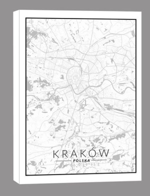 Kraków mapa czarno biała - obraz na płótnie 70x100 cm
