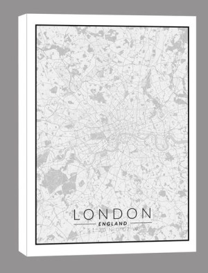 Londyn mapa czarno biała - obraz na płótnie 50x70 cm