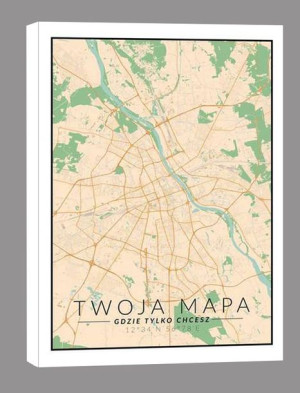 Mapa Twojego miasta kolorowa - obraz na płótnie 70x100 cm