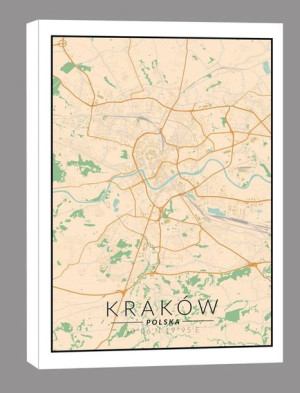 Kraków mapa kolorowa - obraz na płótnie 40x60 cm