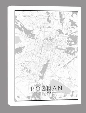 Poznań mapa czarno biała - obraz na płótnie 90x120 cm