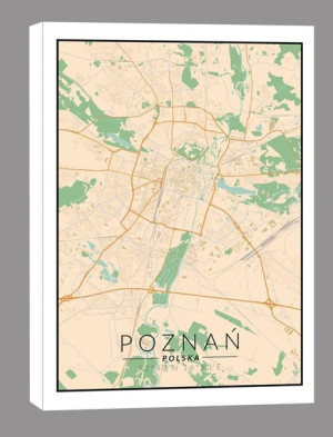 Poznań mapa kolorowa - obraz na płótnie 60x90 cm