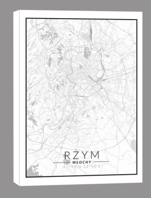 Rzym mapa czarno biała - obraz na płótnie 70x100 cm