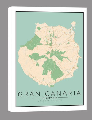Gran Canaria mapa kolorowa – obraz na płótnie 20x30 cm