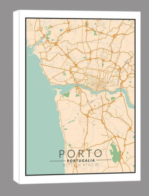 Porto mapa kolorowa - obraz na płótnie 60x80 cm