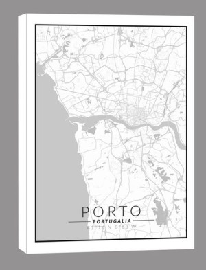 Porto mapa czarno biała - obraz na płótnie 20x30 cm