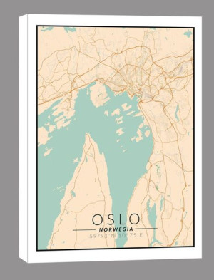 Oslo mapa kolorowa - obraz na płótnie 60x90 cm