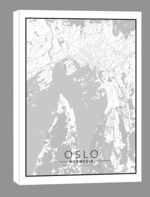 Oslo mapa czarno biała - obraz na płótnie 20x30 cm