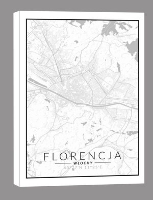 Florencja mapa czarno biała - obraz na płótnie 30x40 cm