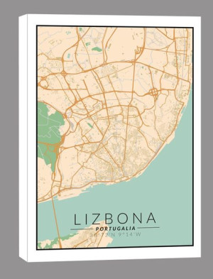 Lizbona mapa kolorowa - obraz na płótnie 30x40 cm