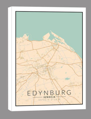 Edynburg mapa kolorowa - obraz na płótnie 30x40 cm