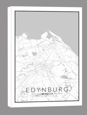 Edynburg mapa czarno biała - obraz na płótnie 70x100 cm