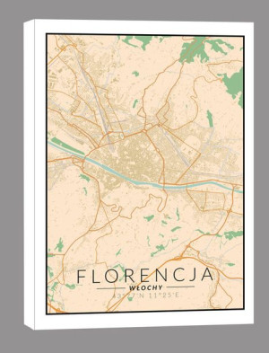 Florencja mapa kolorowa - obraz na płótnie 30x40 cm