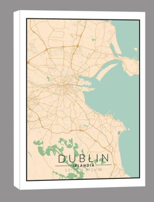 Dublin mapa kolorowa - obraz na płótnie 30x40 cm