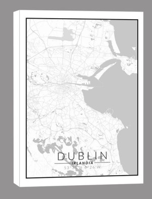 Dublin mapa czarno biała - obraz na płótnie 20x30 cm
