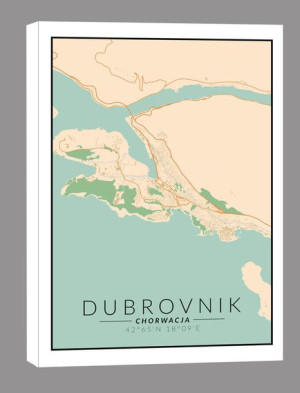 Dubrownik mapa kolorowa - obraz na płótnie 90x120 cm