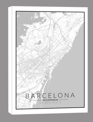 Barcelona mapa czarno biała - obraz na płótnie 70x100 cm