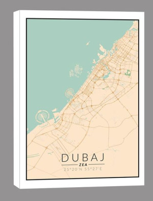 Dubaj mapa kolorowa - obraz na płótnie 60x80 cm