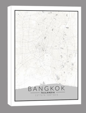 Bangkok mapa czarno biała – obraz na płótnie 30x40 cm