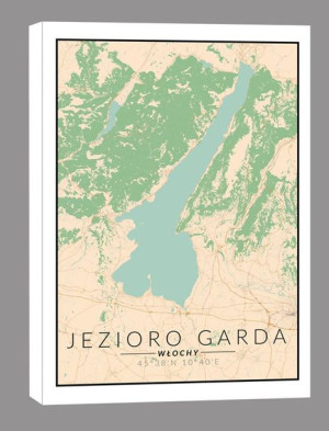 Jezioro Garda mapa kolorowa – obraz na płótnie 70x100 cm