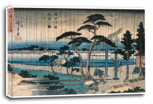 Picture of Light Rain on the Embankment of the Sumida River, Hiroshige - ob
