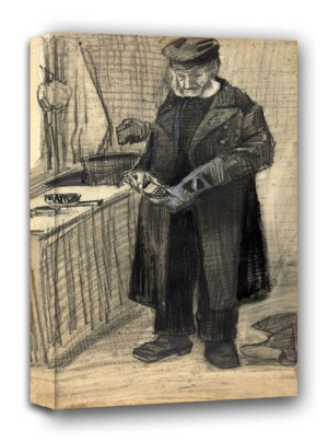 Man Polishing a Boot, Vincent van Gogh - obraz na płótnie 90x120 cm