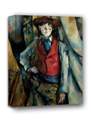 Boy in a Red Waistcoat, Paul Cézanne - obraz na płótnie 60x90 cm