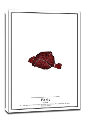 Crimson Cities, Paris - obraz na płótnie 70x100 cm