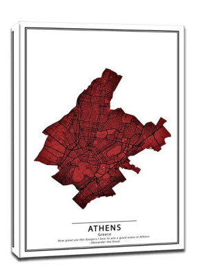 Crimson Cities, Athens - obraz na płótnie 70x100 cm