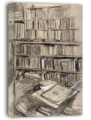 Bookshelves, Study for Edmond Duranty, Edgar Degas - obraz na płótnie 90x12