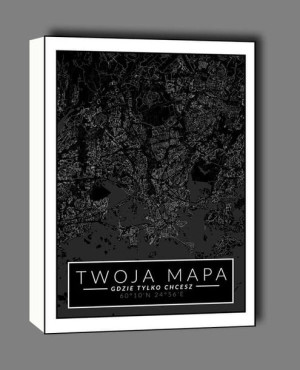 Mapa Twojego miasta dark - obraz na płótnie 40x60 cm