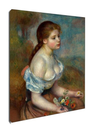 A Young Girl with Daisies, Auguste Renoir - obraz na płótnie 40x60 cm