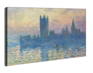 Budynek Parlamentu w Londynie o Zachodzie Słońca, Claude Monet - obraz na p