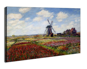 Fields of tulip with the rijnsburg windmill, Claude Monet - obraz na płótni