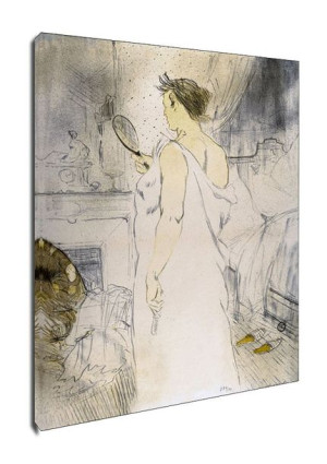 Looking in a Mirror, Henri de Toulouse-Lautrec - obraz na płótnie 90x120 cm
