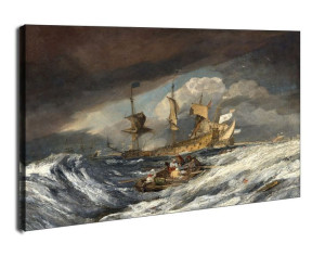 Boats Carrying Out Anchors to the Dutch Men of War, William Turner - obraz