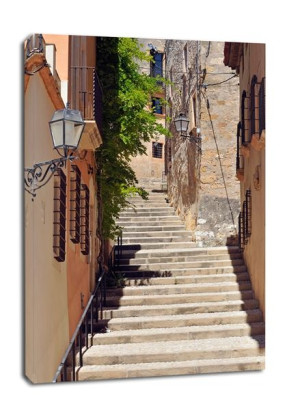 Schody, Tarragona, Hiszpania - obraz na płótnie 70x100 cm