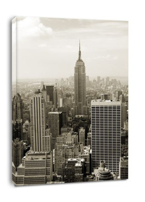 Nowy Jork. Manhattan panorama w sepii - obraz na płótnie 50x70 cm