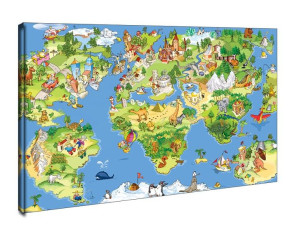 Mapa Świata dla Dziecka - obraz na płótnie 50x40 cm