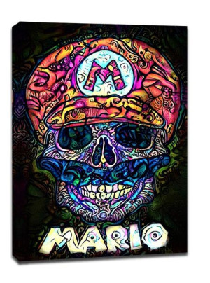PsychoSkulls, Mario Nintendo - obraz na płótnie 90x120 cm