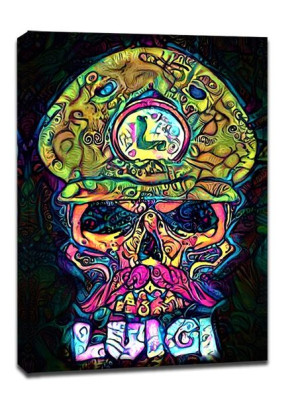 PsychoSkulls, Luigi, Mario Nintendo - obraz na płótnie 50x70 cm
