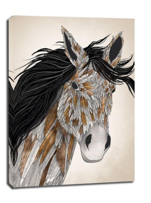 Feathered Horse - obraz na płótnie 20x30 cm